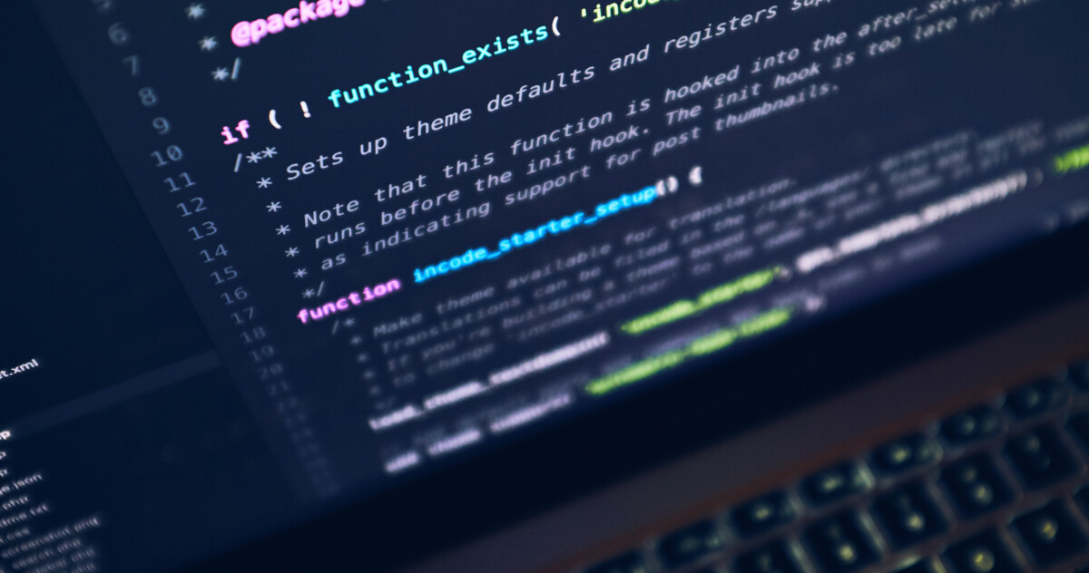 Computer screen showing emerging technology programing code