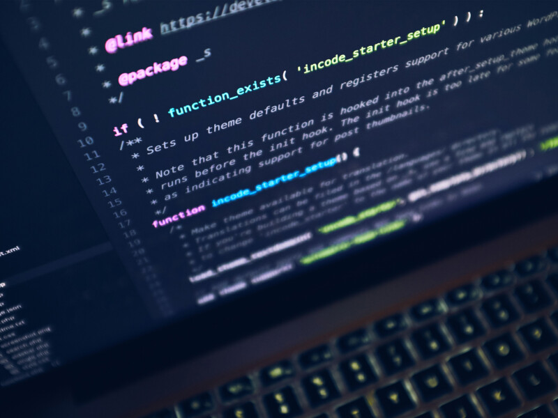 Computer screen showing emerging technology programing code