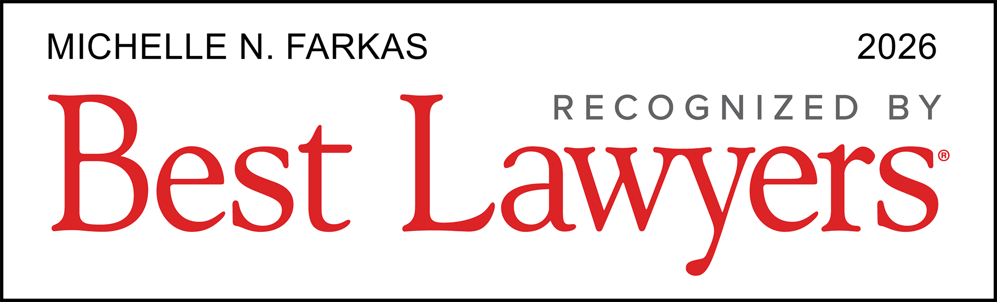 Badge - Best Lawyers 2026 Lawyer of the Year Michelle Farkas