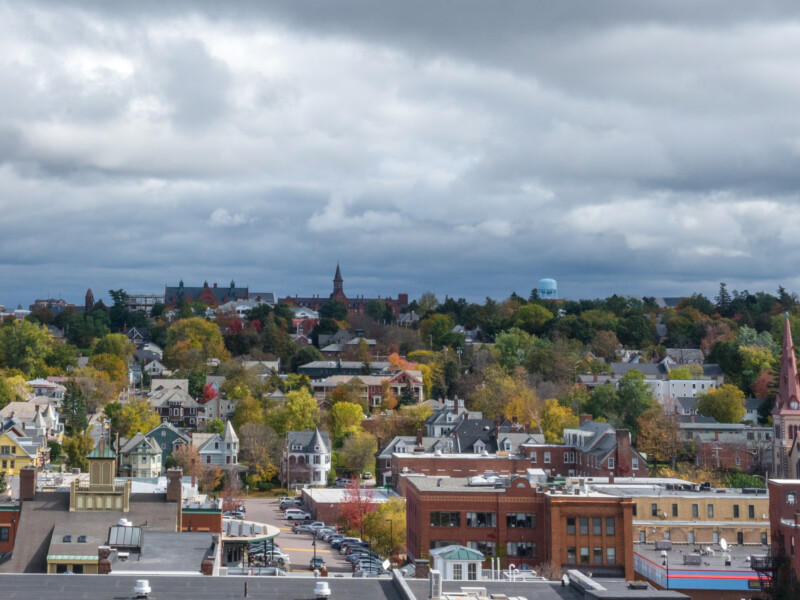 Burlington, Vermont skyline on a cloudy day